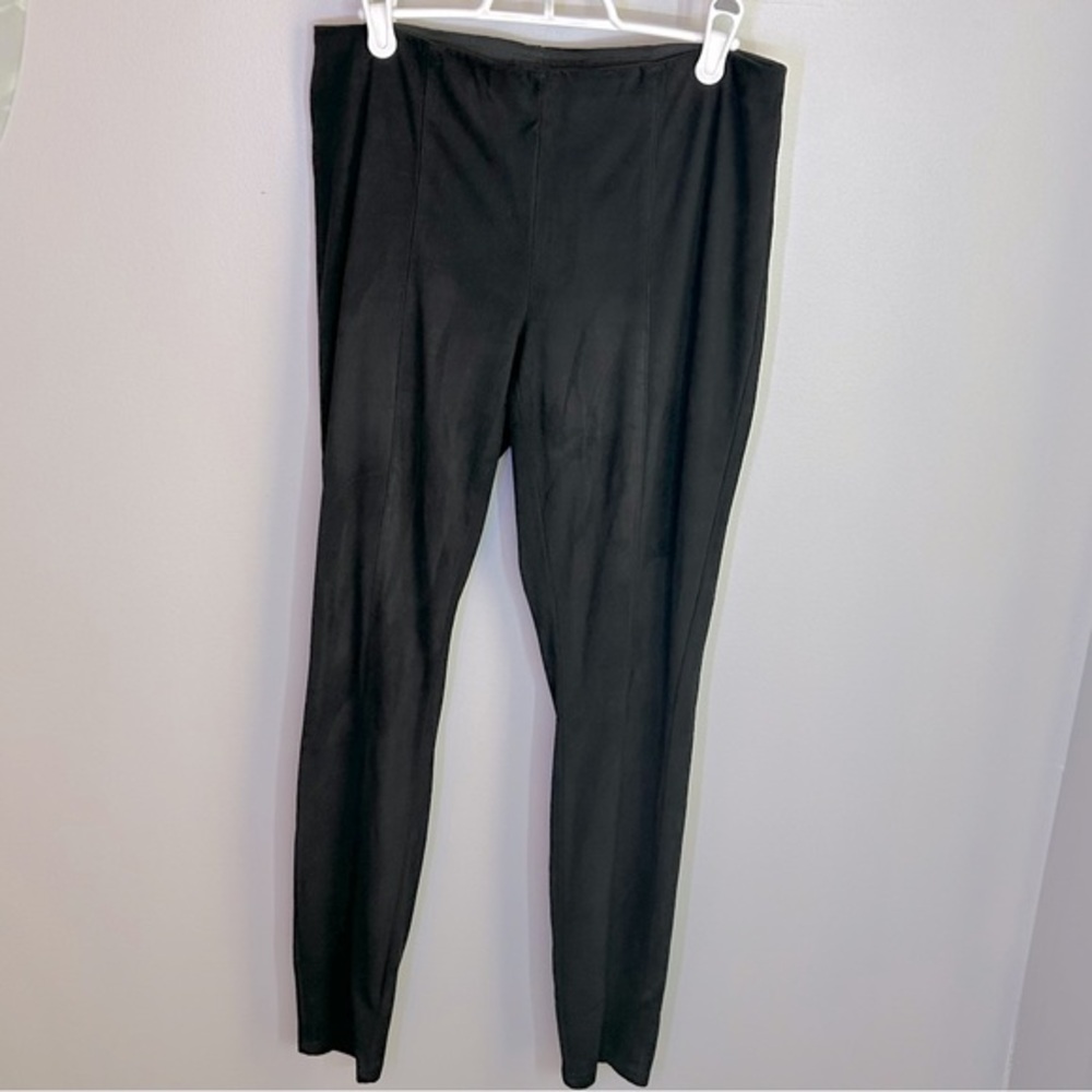 Reitmans Faux Suede Classic Black Pull On Stretchy Leggings Womens Size 10 - Picture 2 of 11